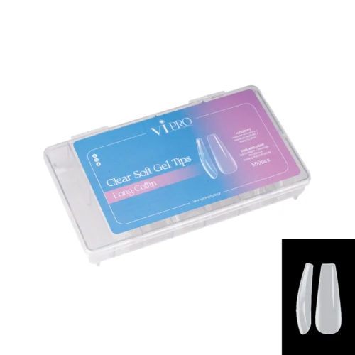 CLEAR SOFT GEL TIPS LONG COFFIN - VI PRO