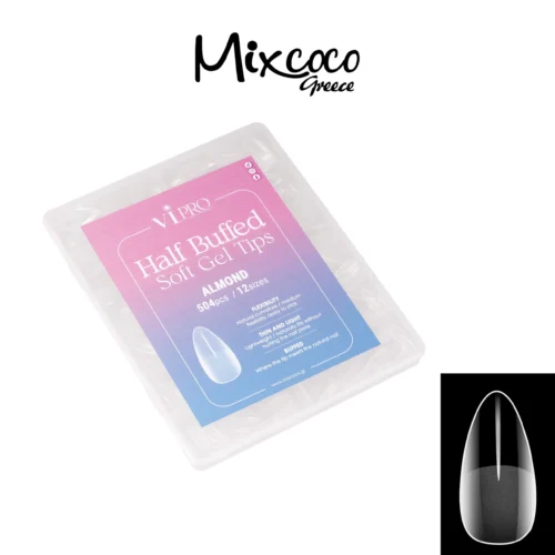 HALF BUFFED SOFT GEL TIPS ALMOND - VI PRO