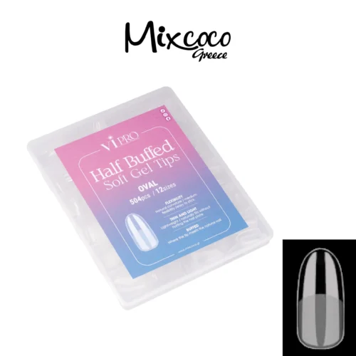 HALF BUFFED SOFT GEL TIPS OVAL - VI PRO