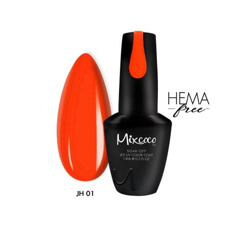 JH-01 Ημιμόνιμο Βερνίκι Mixcoco 15ml (Έντονο Πορτοκαλί)