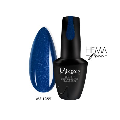 MS-1359 Ημιμόνιμο Βερνίκι Mixcoco 15ml (Midnight Μπλε-Glitter)