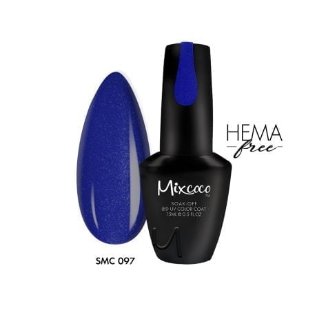 SMC 097 Ημιμόνιμο Βερνίκι Mixcoco 15ml (Μπλε-Ρουά Glitter)