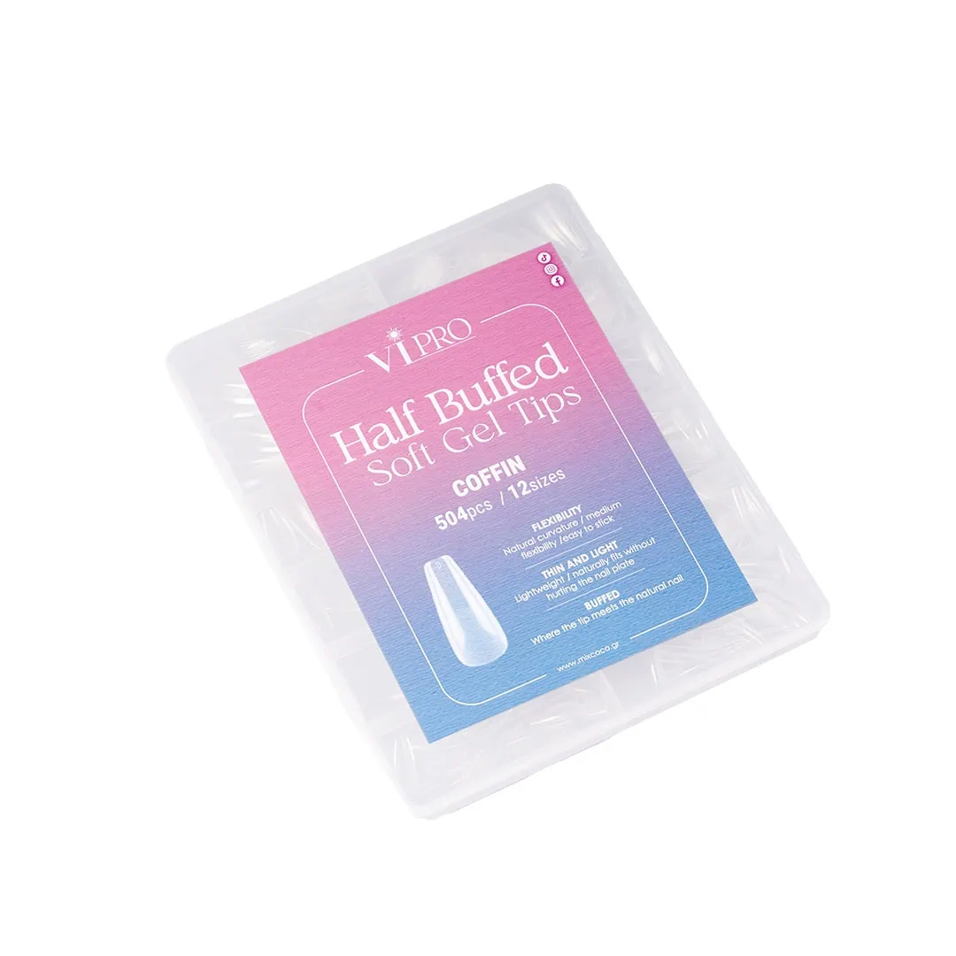 HALF BUFFED SOFT GEL TIPS COFFIN - MIXCOCO