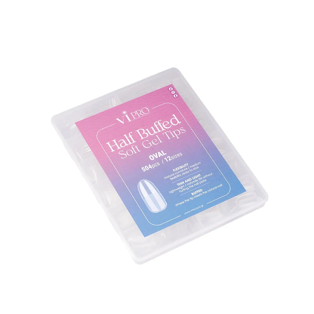 HALF BUFFED SOFT GEL TIPS OVAL - VI PRO2