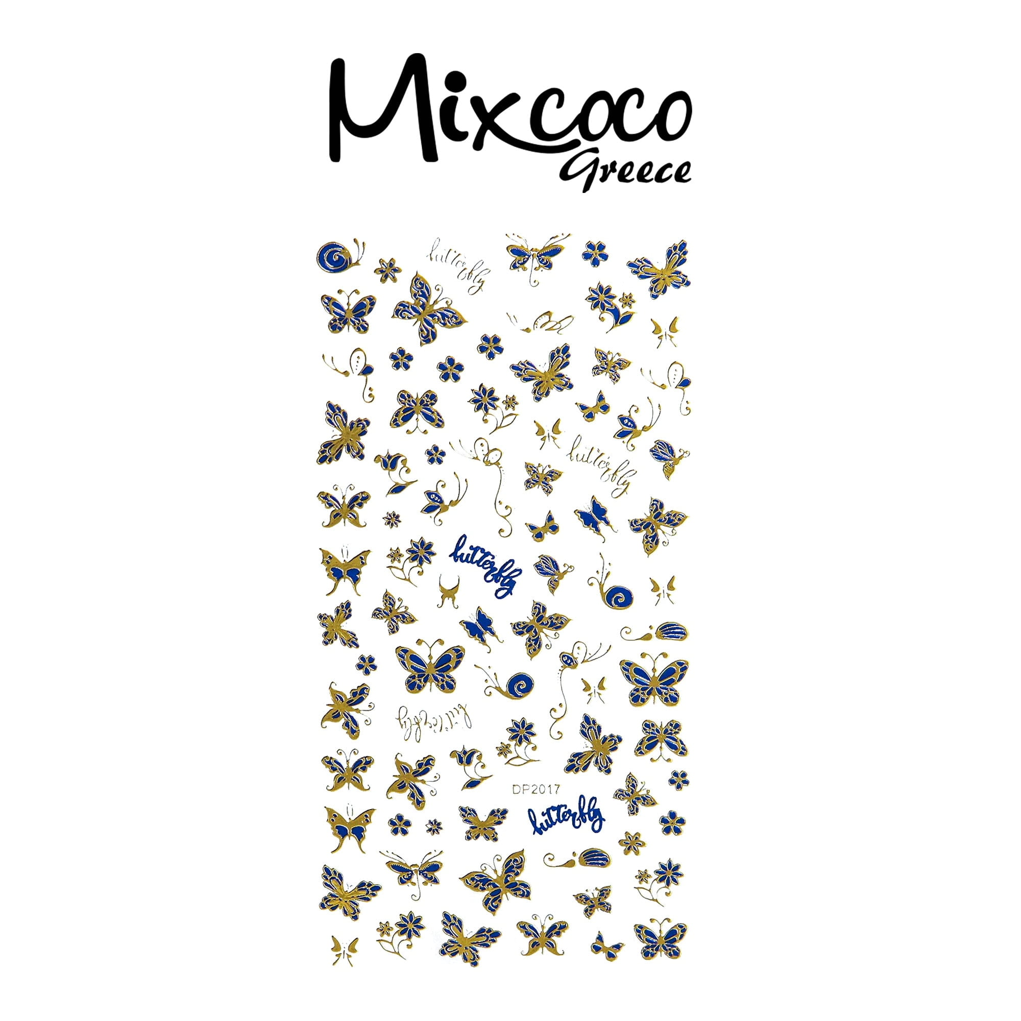 Διακοσμητικά Αυτοκόλλητα νυχιών Butterflies Gold&Blue 03