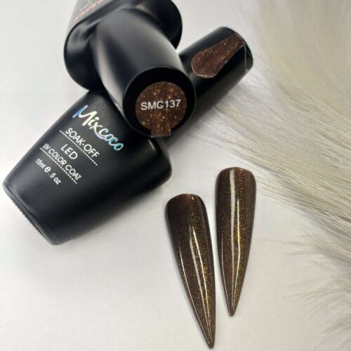 SMC 137 Ημιμόνιμο Βερνίκι Mixcoco 15ml (Καφέ-Χρυσό Glitter)