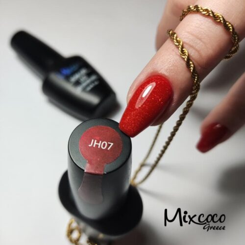 JH-07 Ημιμόνιμο Βερνίκι Mixcoco 15ml (Ανοιχτό Κόκκινο Glitter)