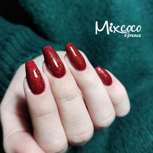 JH-11 Ημιμόνιμο Βερνίκι Mixcoco 15ml (Κόκκινο Glitter)