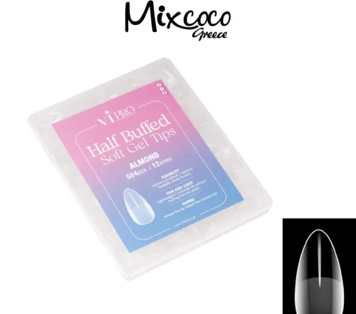 HALF BUFFED SOFT GEL TIPS ALMOND - VI PRO